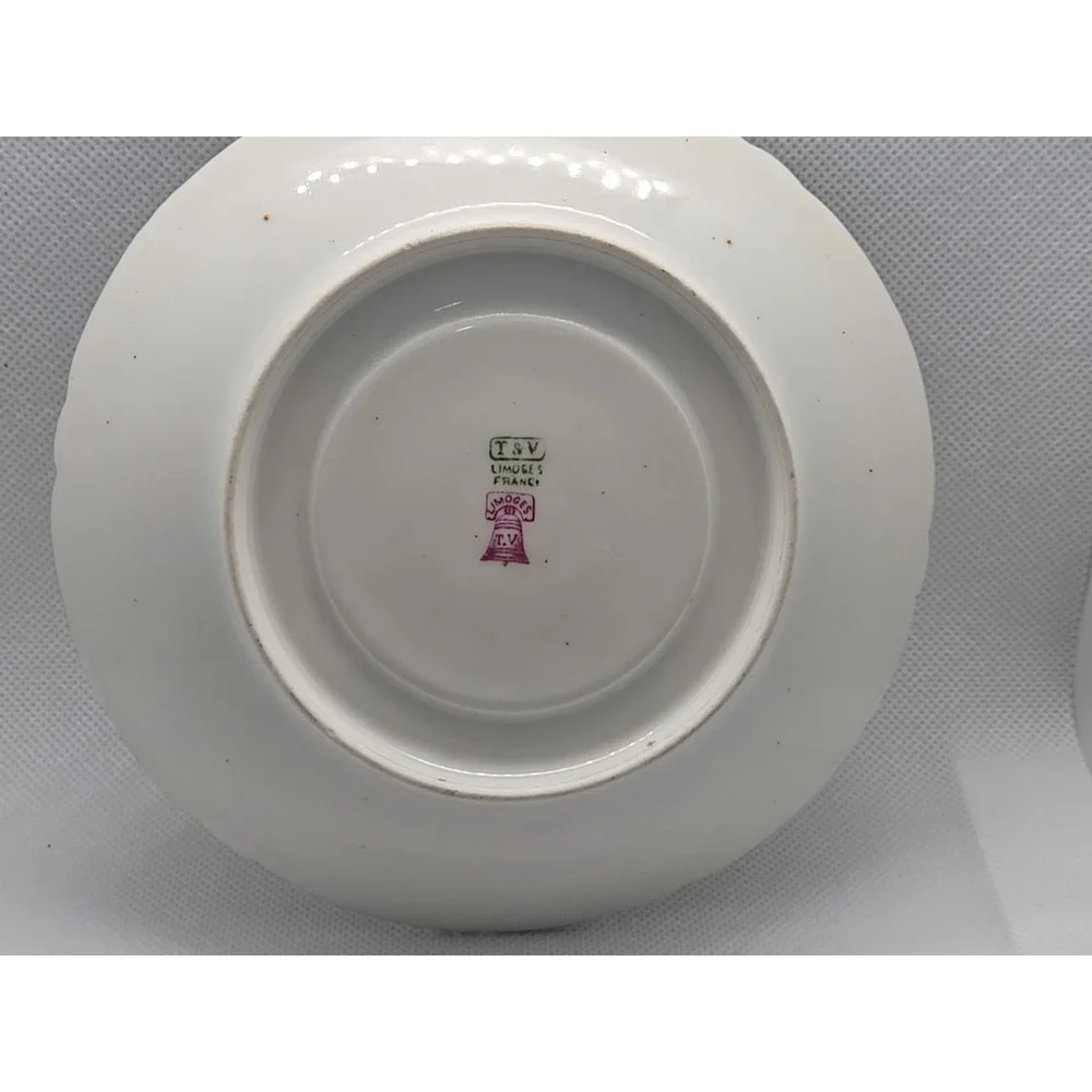 Limoges France T&V White with Gold Trim 5 Saucer Tea Cup‎ Plates Desert